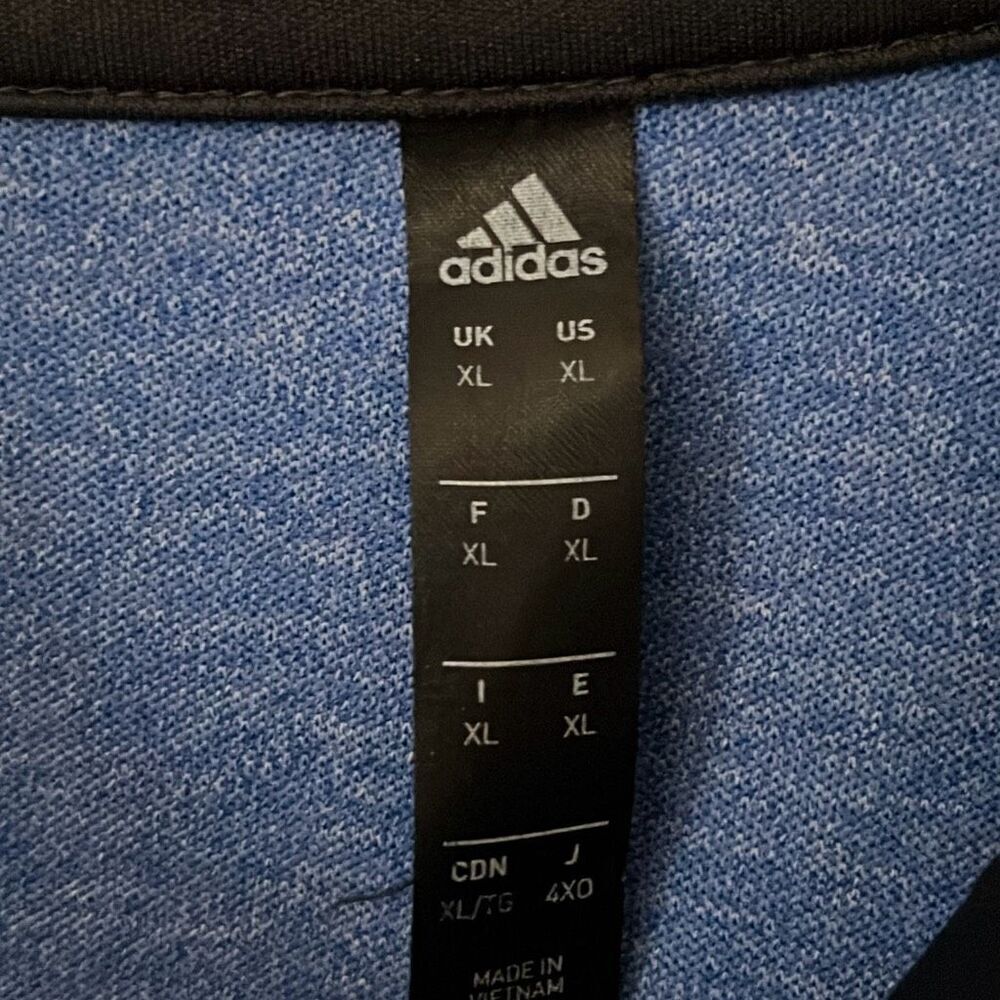 Adidas Blue Lightweight Quarter-Zip Pullover Top XL - Picture 3 of 5